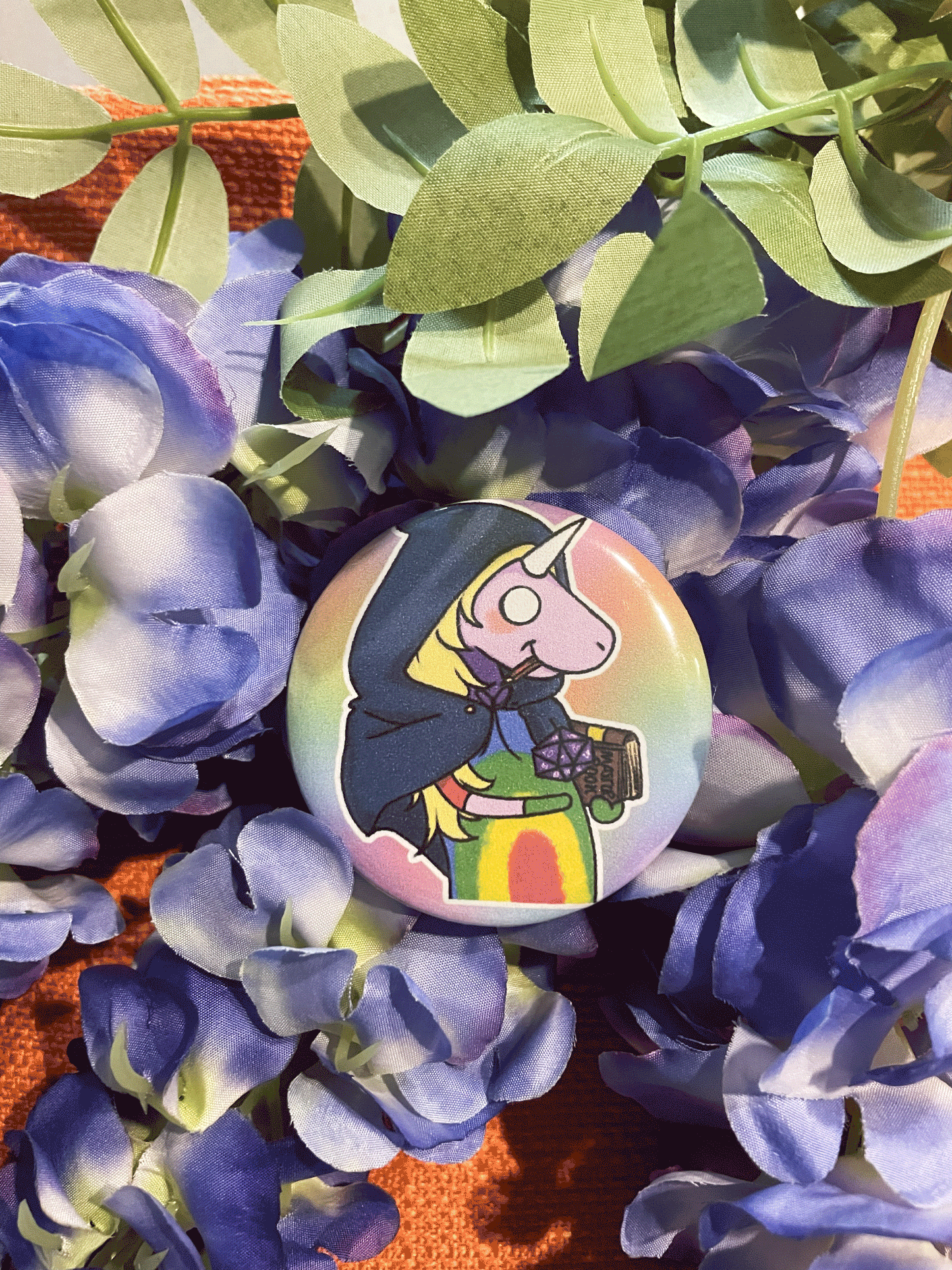 Lady Rainicorn Large Button Pin – 58mm