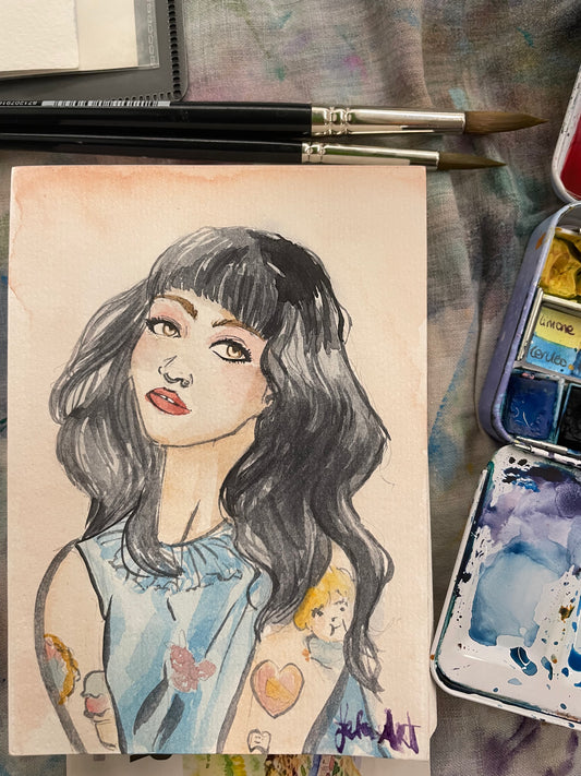 Commissioni ad acquerello formato A5  (148 × 210 mm)