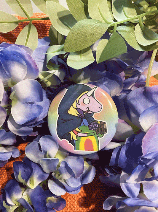 Lady Rainicorn Large Button Pin – 58mm