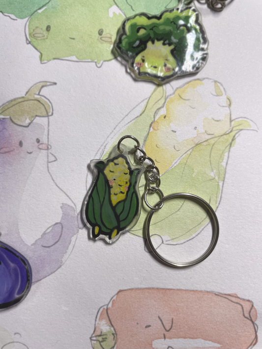 🥕 Miss Corn Veggie Keychain