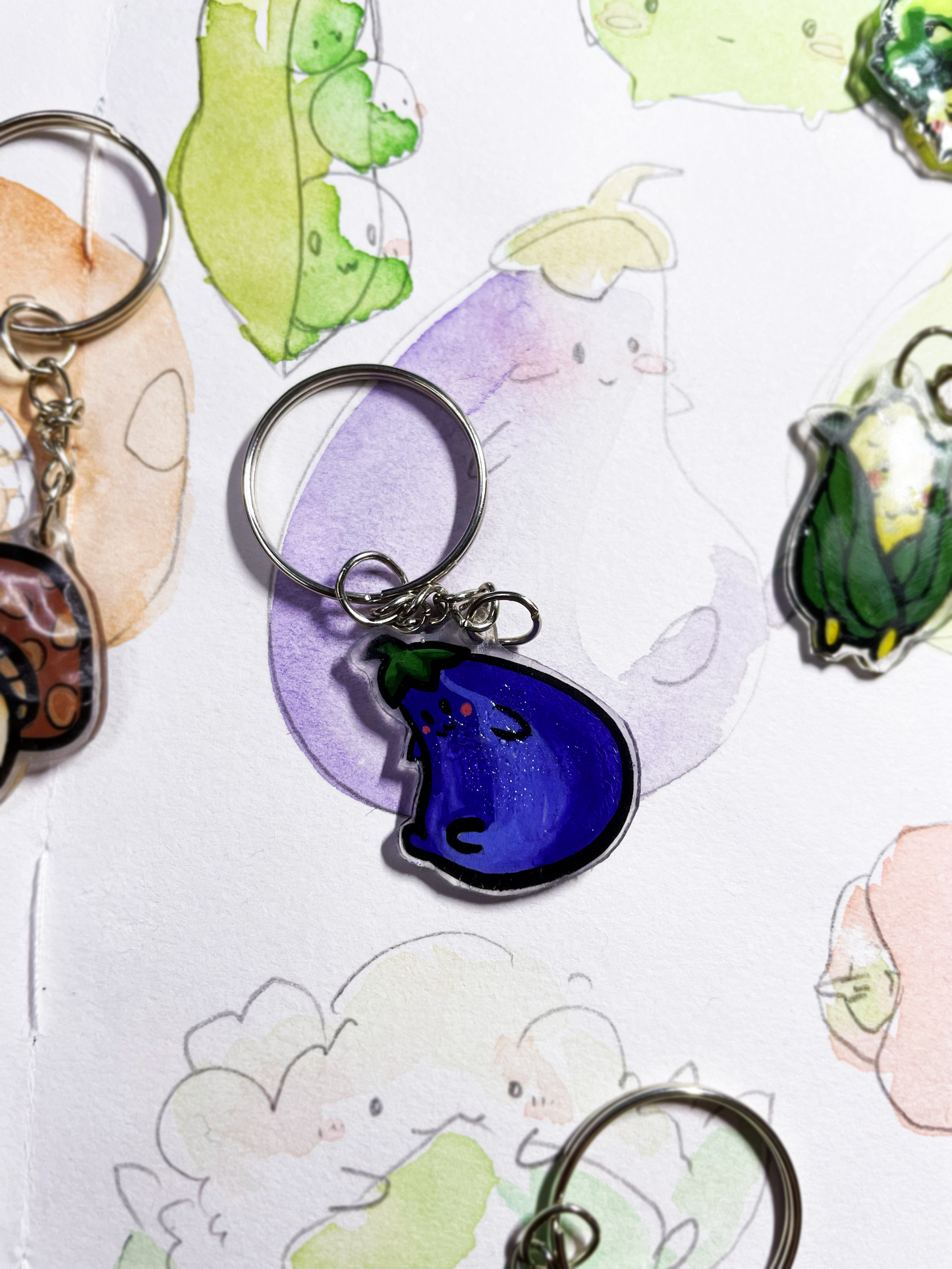 🥕 Eggplant Buddy Veggie Keychain