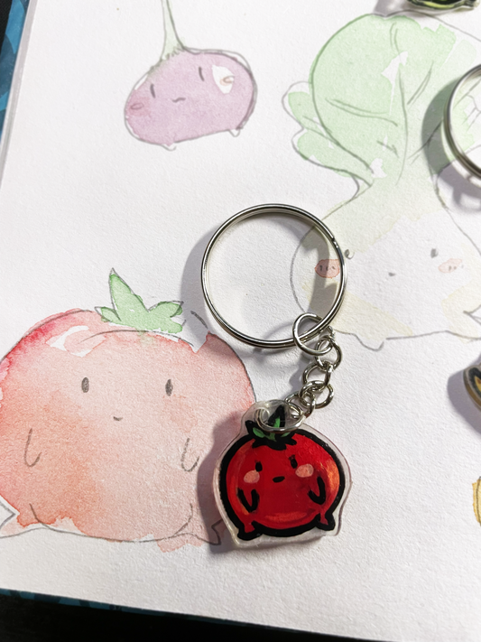 🥕 Cheeky Tomato Veggie Keychain