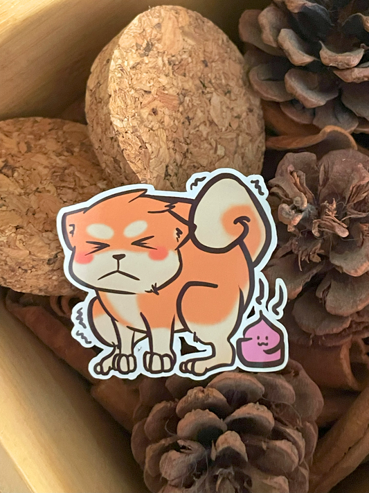 Poop Struggle Sticker – Sanji the Akita