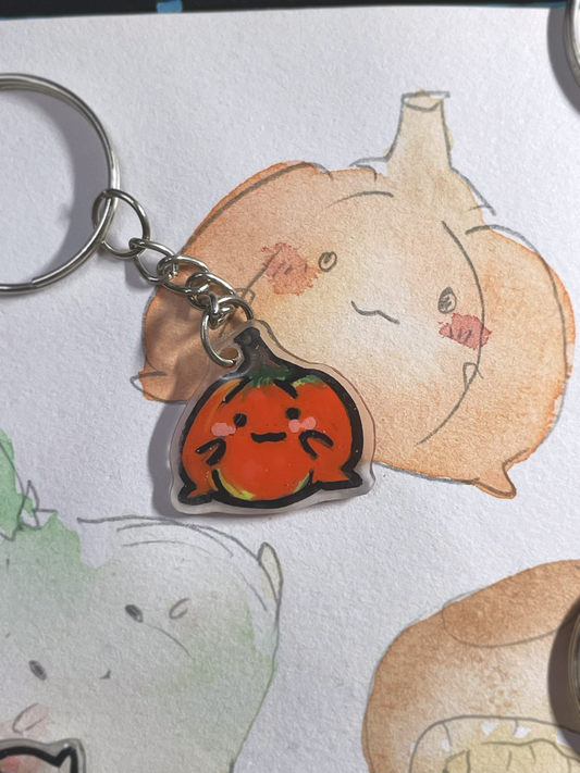 🥕 Pumpkin Puff Veggie Keychain